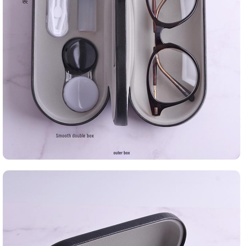 Dual-Use Eyeglass and Contact Lens Case with Mirror - Portable Multi-Layer Box