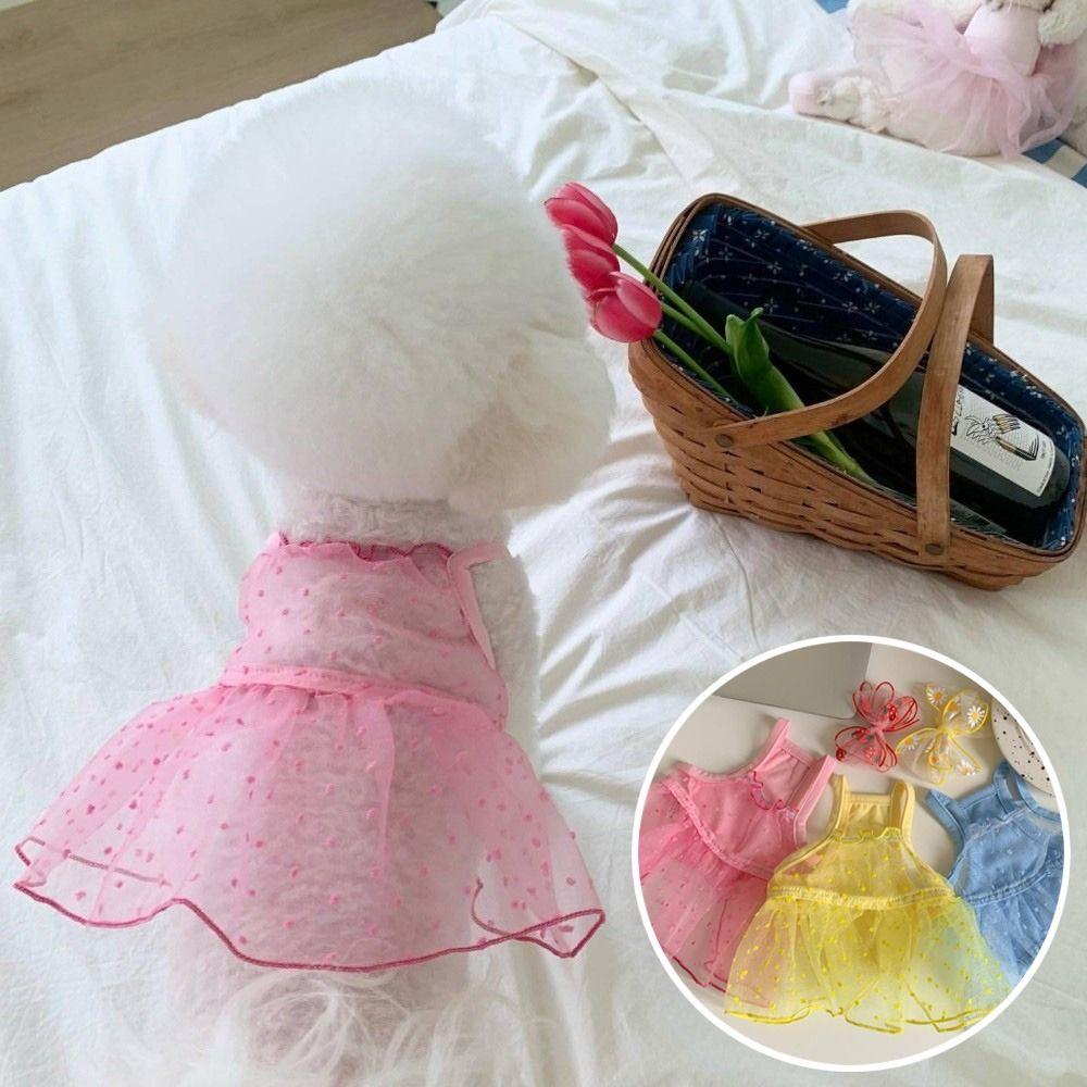 Soft Tulle Pet Princess Dress Breathable Mesh Cat Vest Dress Cute Cat Clothing Dogs Cats