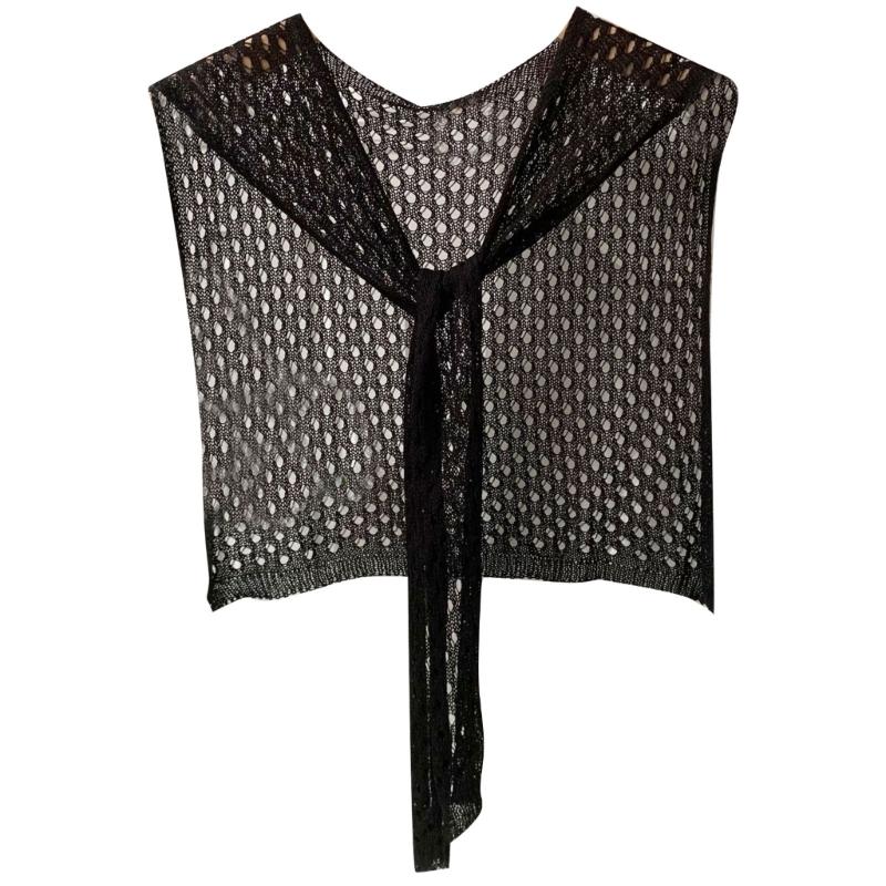 Coprispalle a Maglia Traspirante con Design 3D su Misura, Sciarpa Estiva a Rete con Foro e Finto Collo, per Ambienti Climatizzati