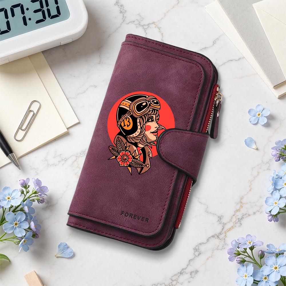 Vintage Printed Wallet Fashion Casual Lady Multi Card Storage Long Purse