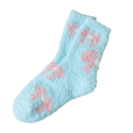 Comfortable Daily Wear Socks Coral Fleece for Women, Soft Thermal Crew with Non-Binding Thickened Fluffy Winter House Top, Fuzzy Sleep Cute