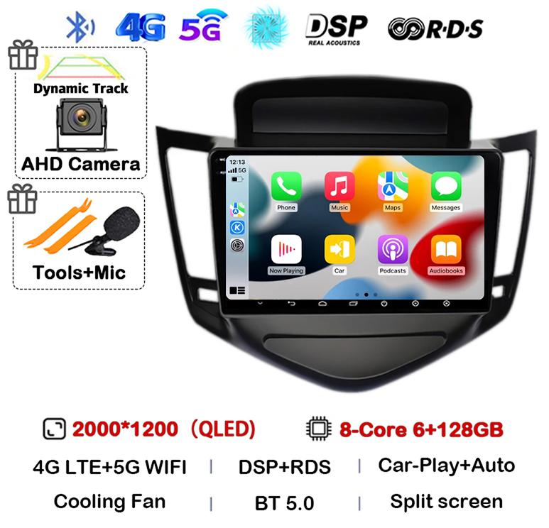 Android 14 Carplay Auto For Chevrolet Cruze 2008 2009 2010 2011 2012 4G+WIFI DSP Car Radio Multimedia Video Player GPS Head Unit