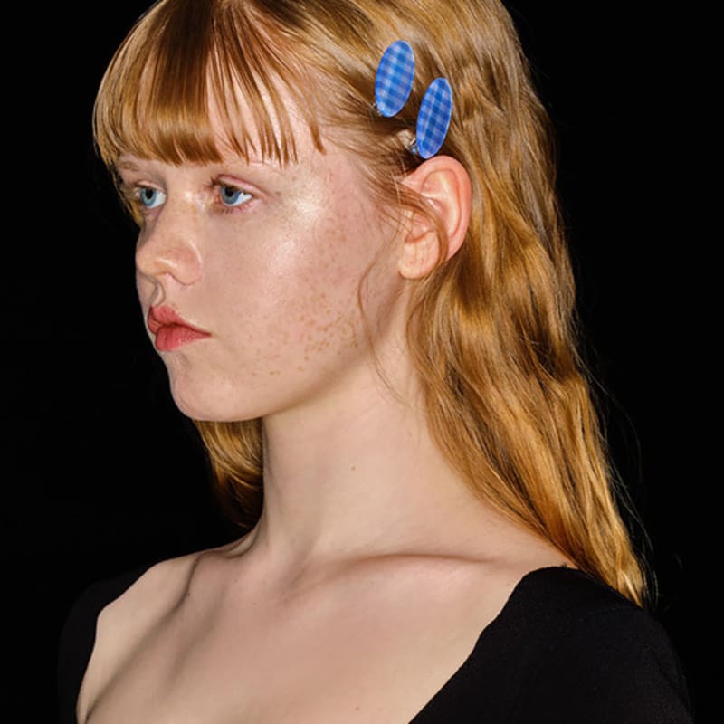 Eireve PETITE OVAL GINGHAM CHECK HAIR CLIP SET (A)