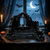 Miniature Puppet Scene Setting Gothic Ruin Skull Altar Table Ornaments 3D Printed Broken Chapel Castle Ruins Diorama Props Halloween Spooky Desktop