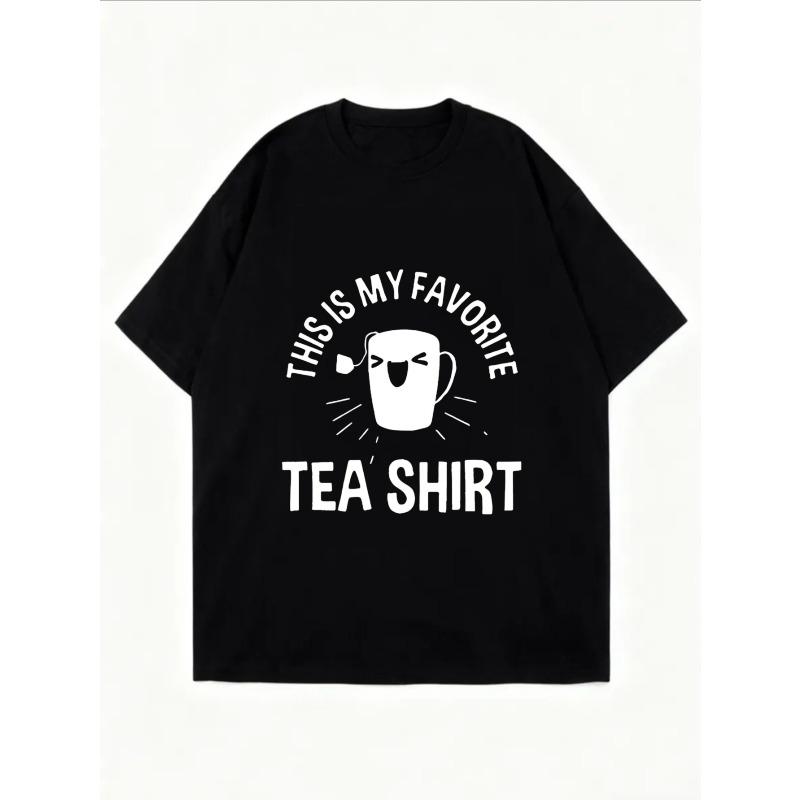 White Oversized T Shirt With Tea Cup Graphic And Text This Is My Favorite Tea Shirt For Casual Wear And Everyday Outfits