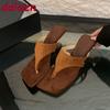 Fashion Fashion Shallow Women Wedges Slippers Flip Flops Shoes Summer Beach Female Slides Square Toe Ladies Heeled Slippers Wedges Shoes