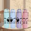 1PC Simple Line Sheep Group Graphic,750ml Color Plastic Sports Water Bottle,Leakproof Flip Straw Lid,Suitable for Sports Office Home Use