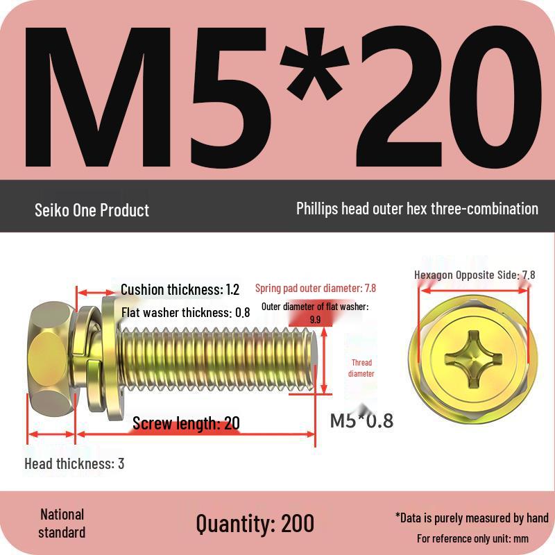 Hexagon Head Combination Screw Bolt Set with Washer and Spring Washer
