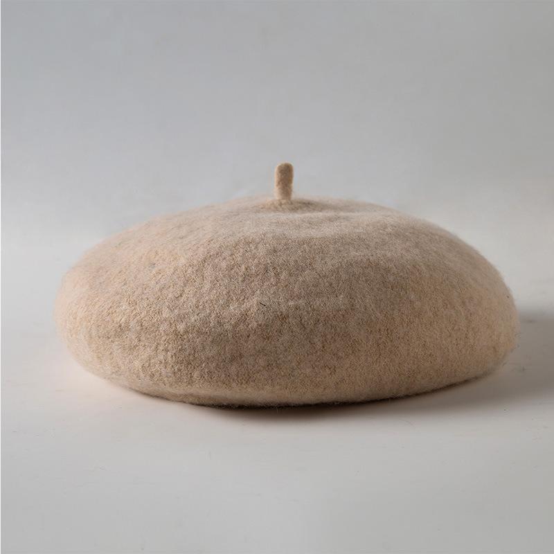 Wool Beret Hat Women's Autumn and Winter Big Head Circumference British Retro Octagonal Painter Hat