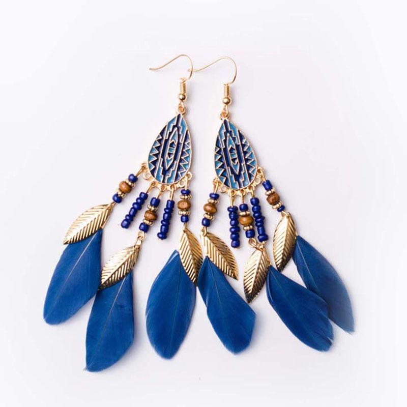 Boho-Feder-Quastenohrringe - Ethnischer Yunnan-Tourismus-Bestseller
