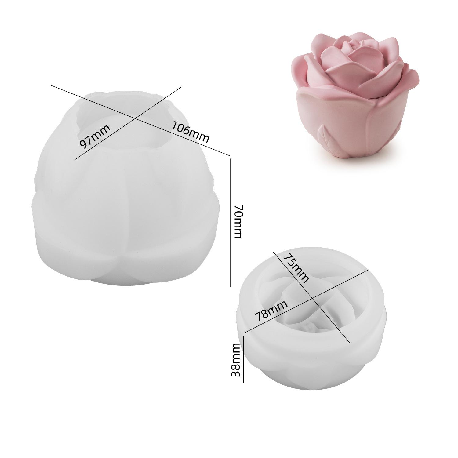Diy Gypsum Cement Aromatherapy With Lid, Candle Cup, Rose Storage Jar, Gypsum Mirror, Silicone Mold Decoration