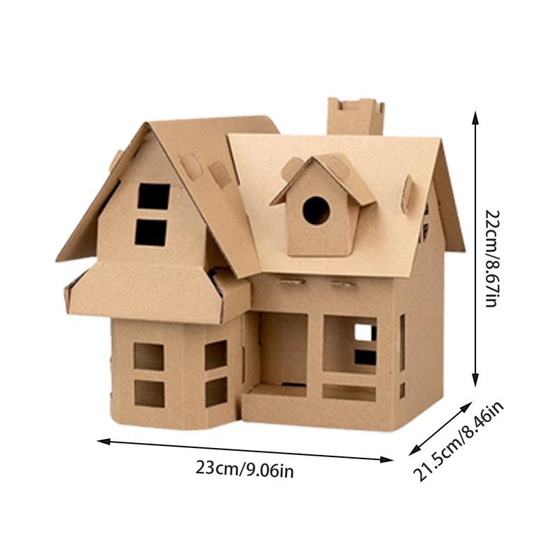 Christmas Cardboard House D-IY Build Gingerbread House Supplies for Kids Holiday Fun Party Game Playtime Christmas Decoration