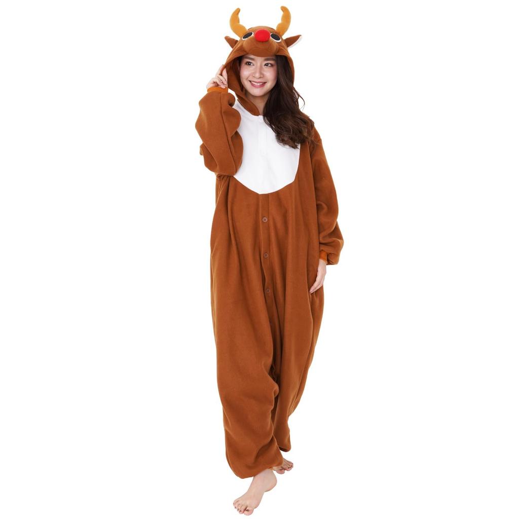 SAZAC Fleece Reindeer Brown Kigurumi,