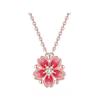 1PC Peach Blossom Two-in-one Necklace, Rose Gold Rhinestone Petal Pendant, Versatile Daily Wear Women's Neck Chain