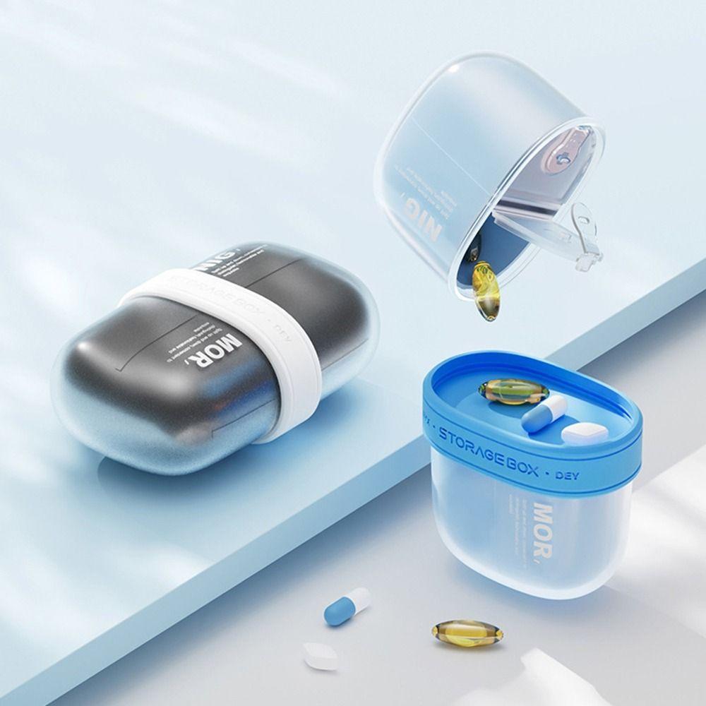 Lightproof 4 Grid Pill Case Double Layer Pill Storage Box Durable Medicine Splitter Box  Boys/Girls