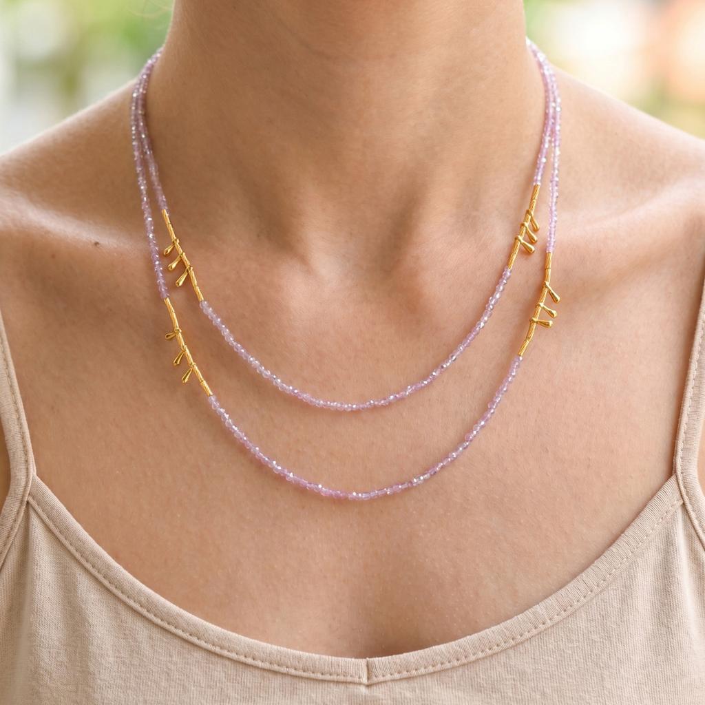 Long Blue Crystal Necklaces for Women, Layered Long Statement Necklace CZ Stone, Sweater Chain Jewelry