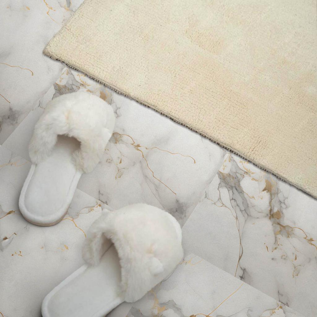 Vinyl Tiles with Graphics for the Bathroom Elegant Marble Pattern 9x30x30 cm