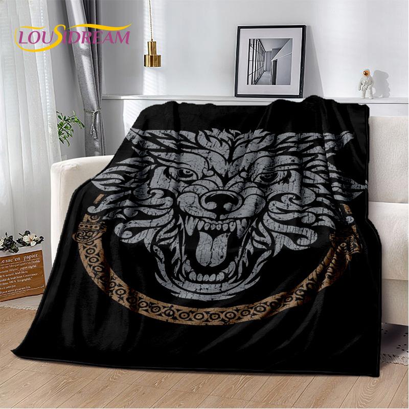 Viking Nordic Odin Valhalla Cartoon Valknut Blanket,Soft Throw Blanket for Home Bedroom Bed Sofa Picnic Office Travel Cover Kids