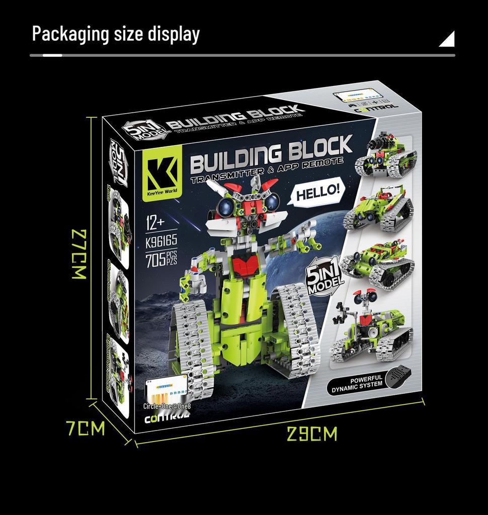 Programmable 5-in-1 Remote Control Moon Robot for Science Education, Compatible Building Blocks