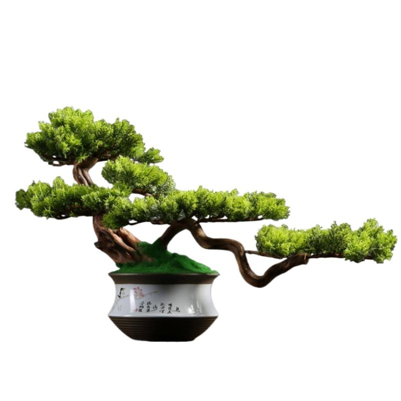 For Simulated Welcome Pine Bonsai Office Ornament Chinese Green Plant Living Room Interior Decoration Light Luxury