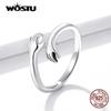 WOSTU 925 Sterling Silver Pet Cat Stackable Opening Ring For Women Snake Dog Adjustable Rings Fine Jewelry Party Birthday Gift