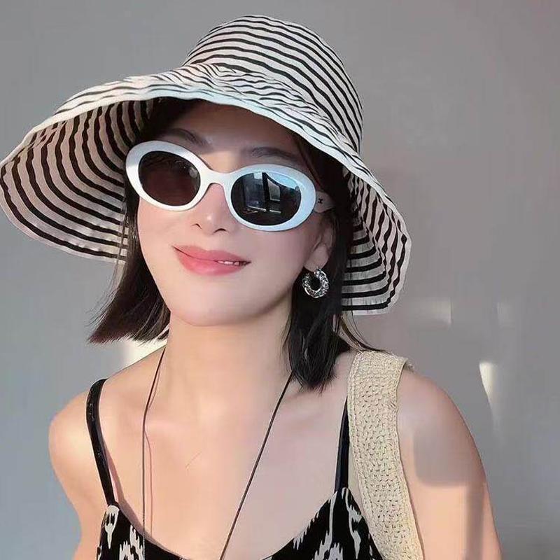 2026 Summer Versatile Foldable Color-Blocked Striped Wide-Brimmed Sun Hat For Beach Vacations And Sun Protection
