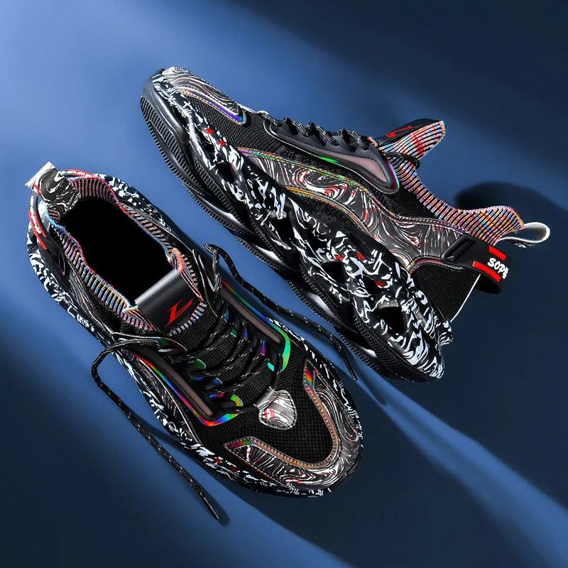 Fashion New Men's Sneakers Printed Ultra Light Thick Bottom Casual Shoes Soft Bottom Wear resistant Running Shoes Zapatos Para Hombres