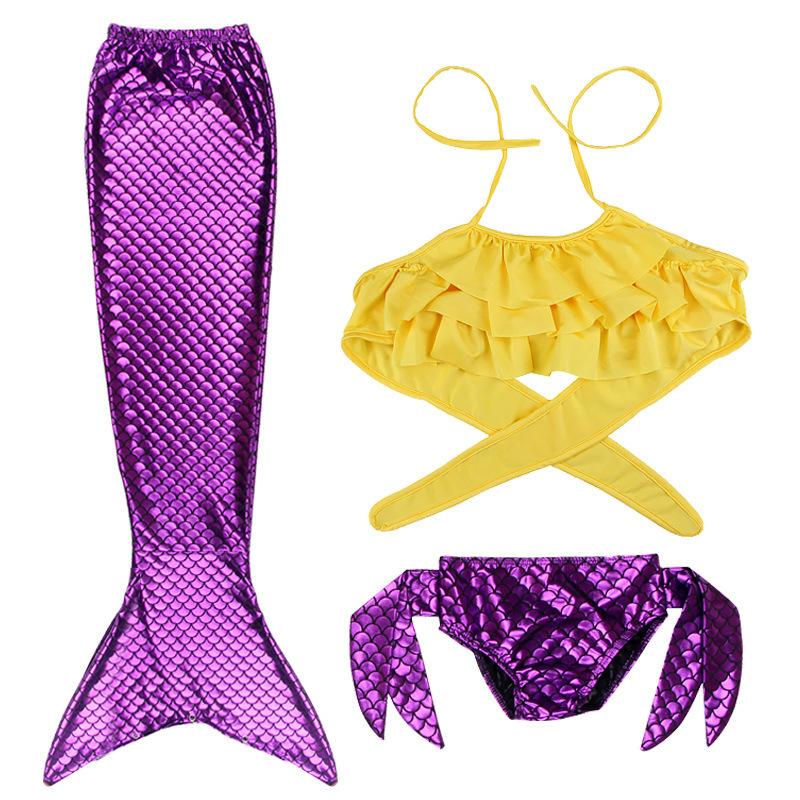 Mermaid Swimsuit Girls Middle School Elder Princess Split Skirt Elementary School Mermaid Baby Three-Piece Set