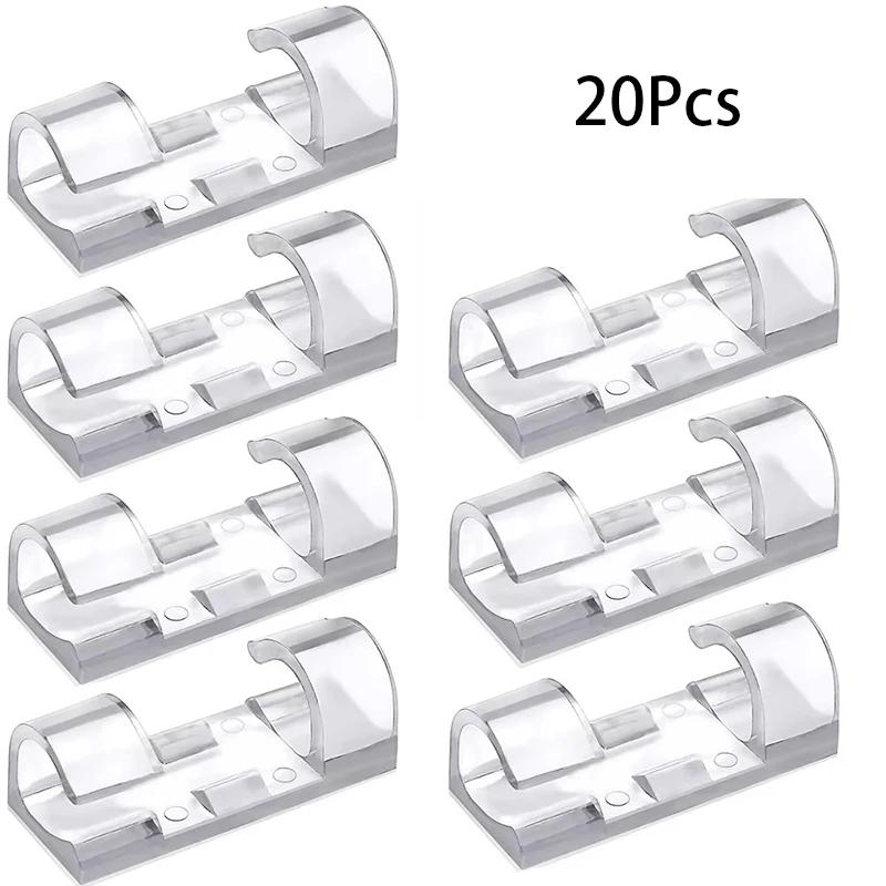 20/40PCS Cable Storage Clips for Management Wire Holder USB Charging Data Cable Spool Winder with Wall Mount Hooks