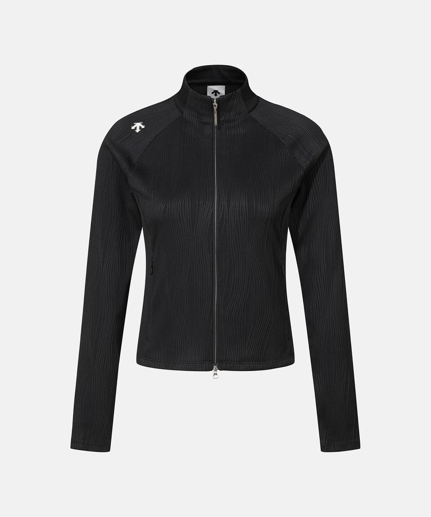 Descente Women'S Ribbed Stand-Neck Slim Fit Training Jacket Black Sr322Pft71