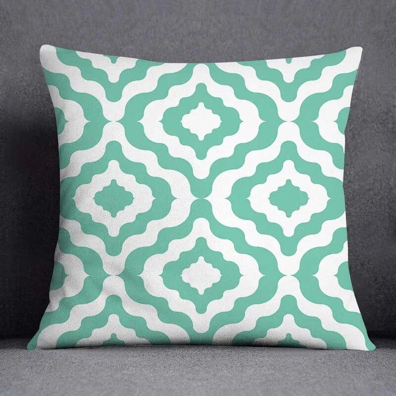 45x45cm Fresh Green Simple Geometric Pillow Cover Living Room Sofa Office Seat Car Waist Cushion   Home Decoration