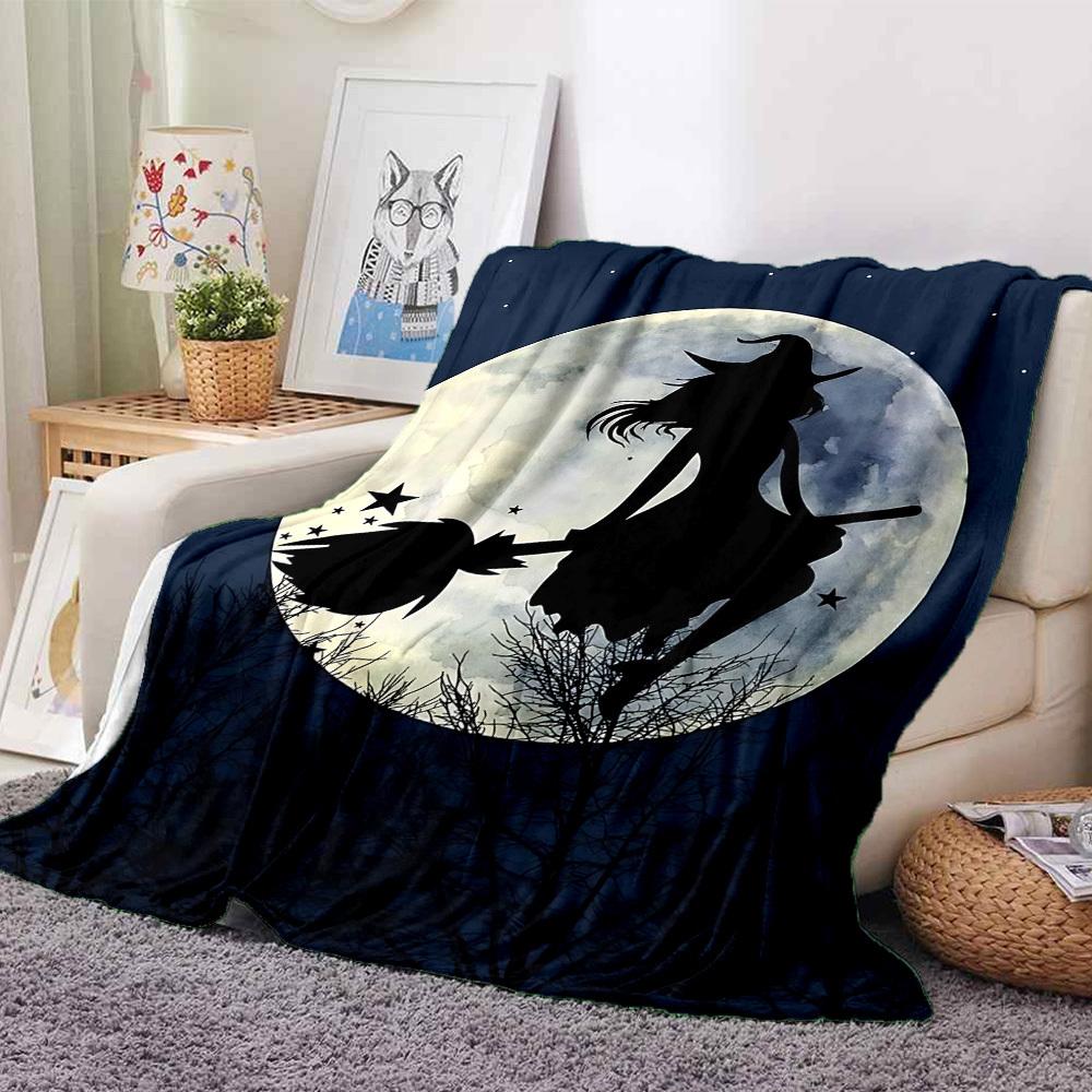 1pc Moon Witch Blanket, Lightweight Flannel Throw Blanket for Sofa, Bed, Travel, Camping, Living Room, Office, Couch050
