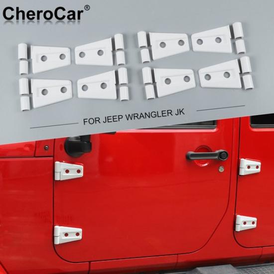 

8XExterior White Door Hinge Cover Trim Decor for Jeep Wrangler JK 2007-2017