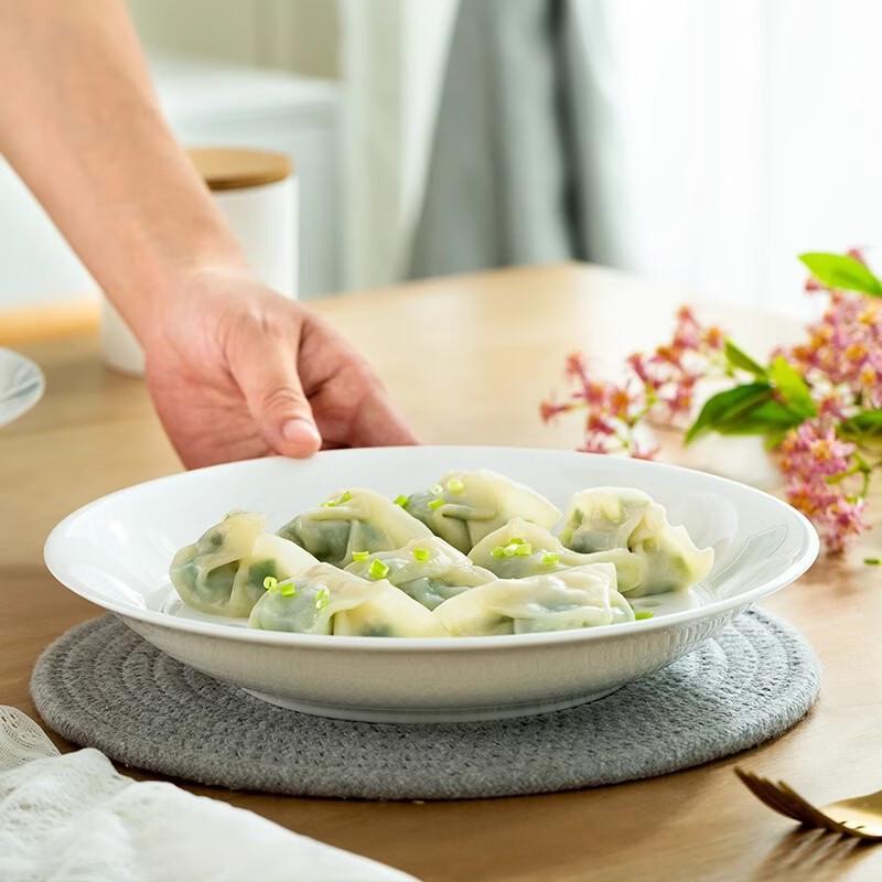 Zhishi Chinese Style Bone China Drainable Dumpling Plate