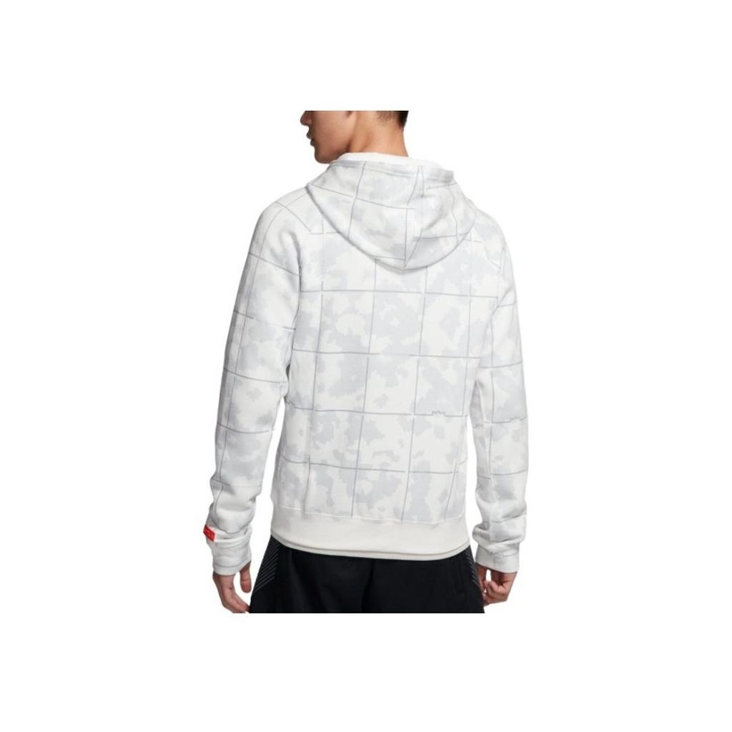 Nike LeBron Basketball Fleece-Lined Plaid Hooded Zip Jacket Men Outerwear White AT3914-121