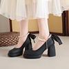 Women High Heels Luxury Pearl Mary Jane Shoes Elegant Bow Pumps Shoes for Women Party Wedding Shoes Platform Lolita Shoe