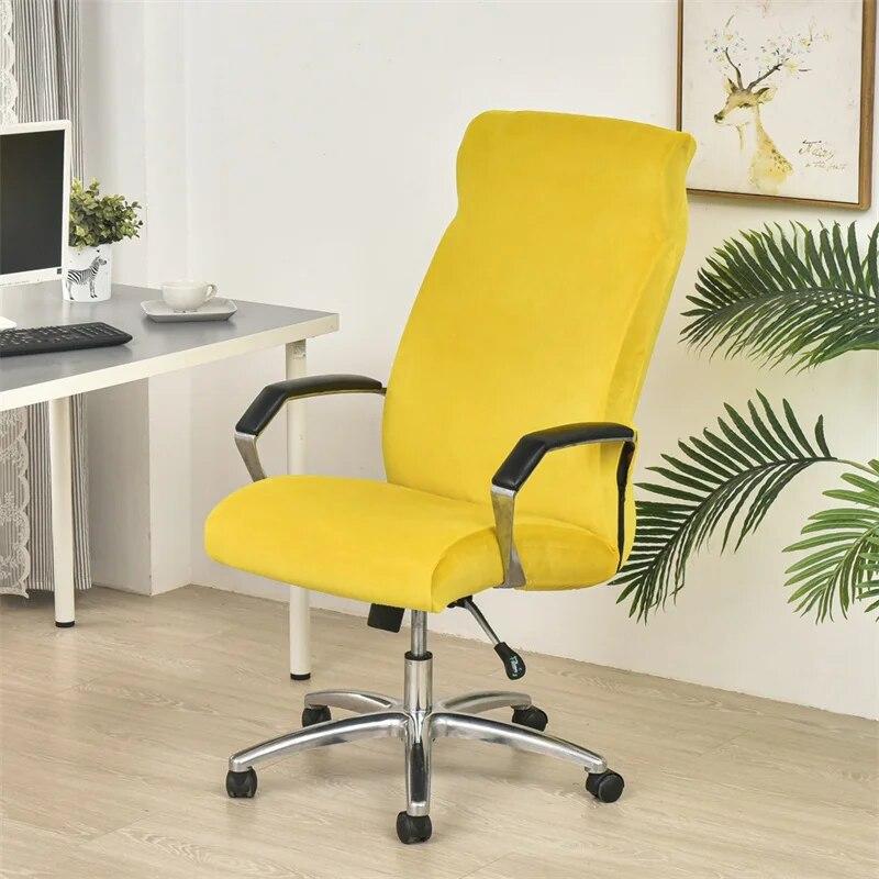 Soft Velvet Office Chair Covers Elastic Computer Chair Cover Non-Slip Gaming Seat Slipcover with Zipper Washable Chair Protector