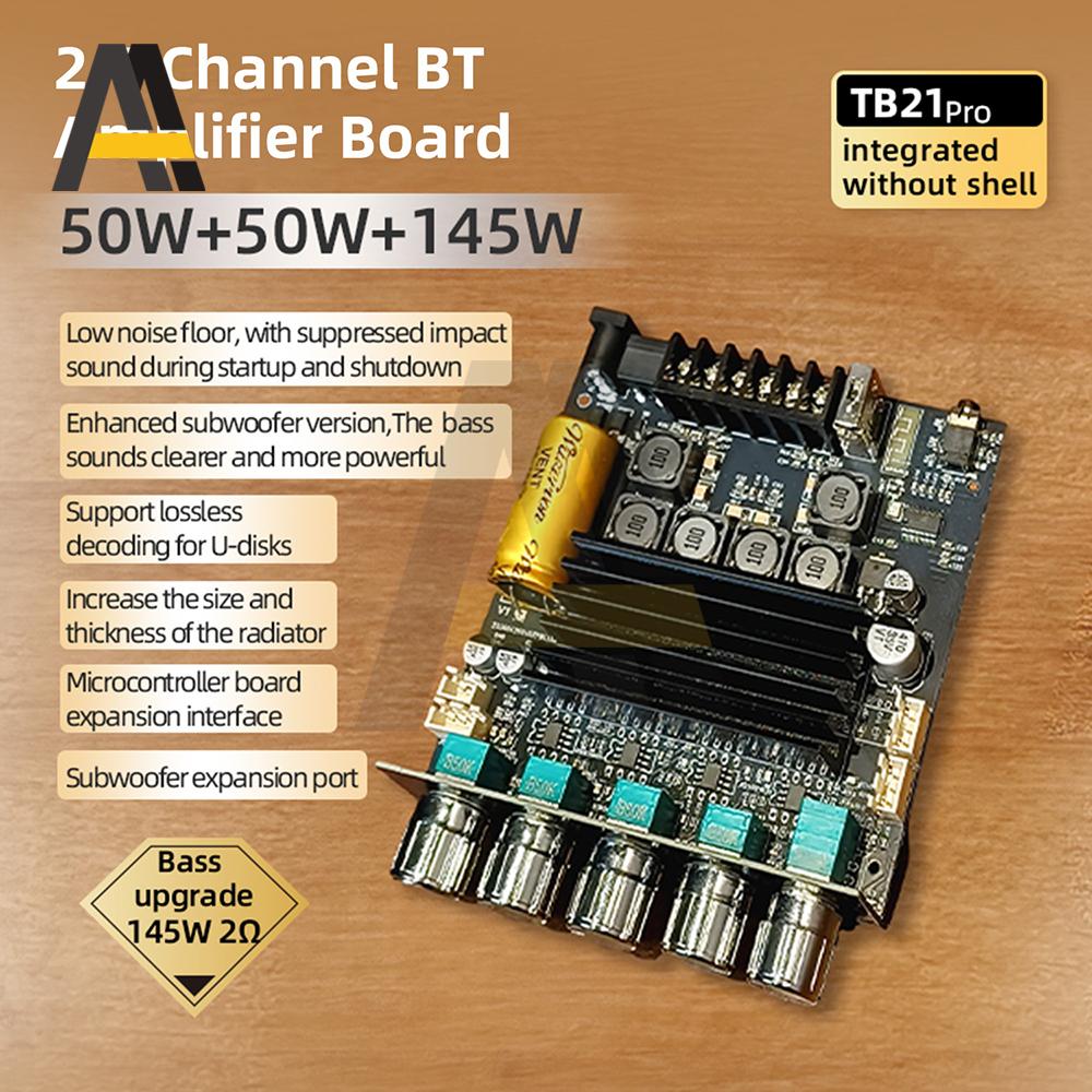 ZK-TB21 PRO 2.1 Channel Subwoofer Bluetooth Amplifier Board 50W+50W+145W TPA3116D2 Chip for Home Audio System