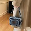 Klasická džínová ležérní malá taška přes rameno s více kapsami a nastavitelnými ramenními popruhy, peněženka na nulu, jednobarevná zábavná crossbody taška