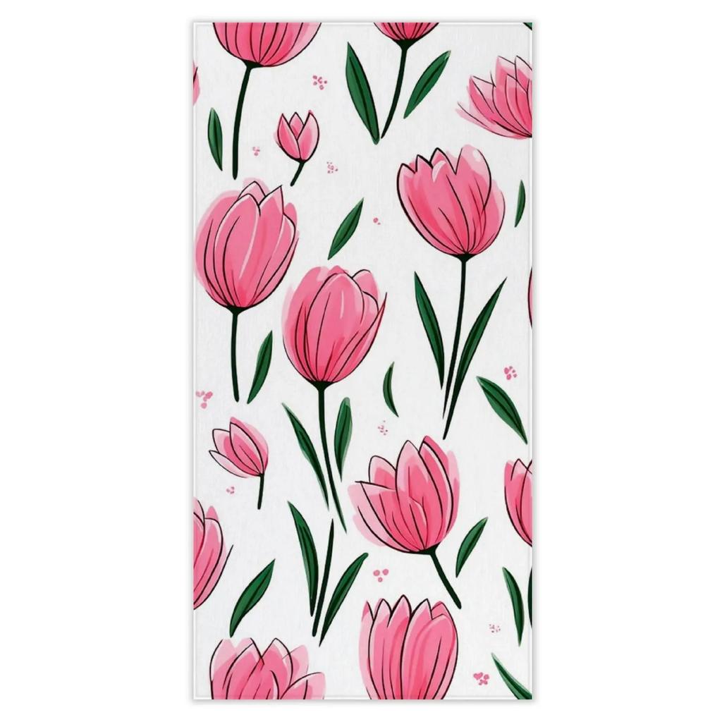 Tulip Flowers Bath Towel Botanical Floral Beach Towel Microfiber Quick Dry Portable Camping Picnic Yoga Gym Travel Sport Towels