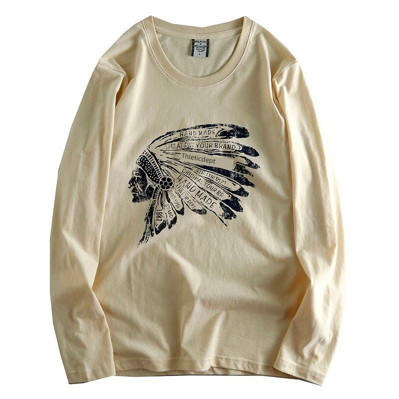 to Japan Pure Cotton Print Spring and Autumn Long Sleeve T-shirt Men's Clothing Casual Loose Export Cattle Goods Bottoming Shirt Trendy Tail Single