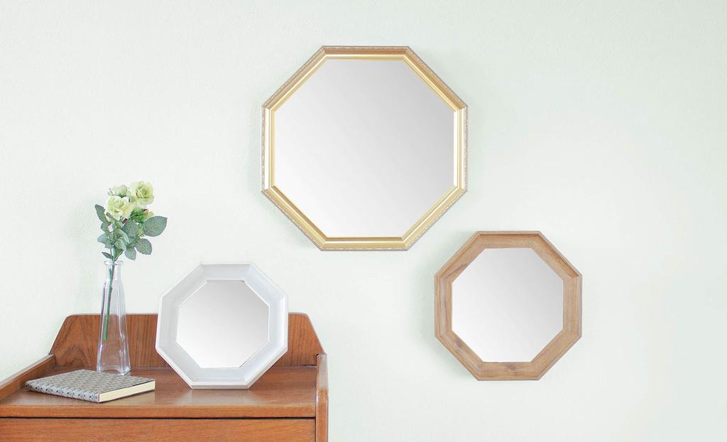 Paradeck Prologue Octagonal Stand Wall Small W187 X H187 X W182 X H182 X & Mirror, (PGA), Natural. Size (PGA) Approx. D32mm. (PGC) Approx. D29mm.