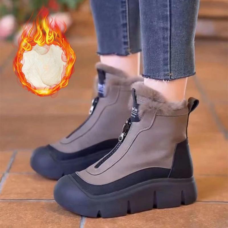 Damen Winter Schneestiefel Dicke Sohle Seitenkette Warm Bequem