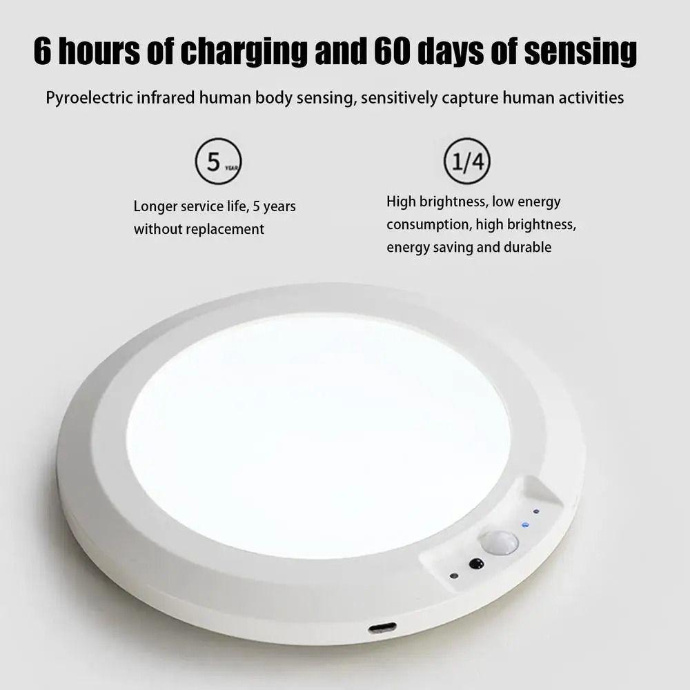 Round Motion Sensor Lights 3 Color LED Closet Lamp Practical Night Light  Stairs
