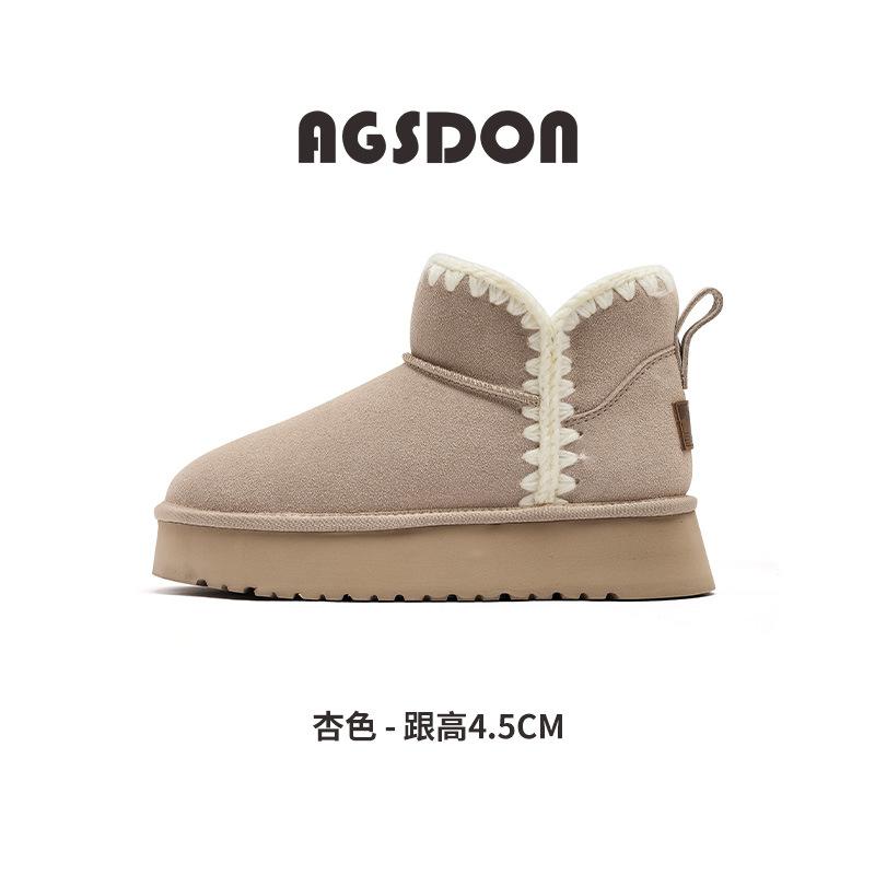 Augustine Snow Boots Women's 2025 New Winter Velvet One-pedal Bread Cotton Shoes Platform Casual Short Boots