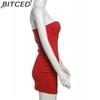 BITCED Autumn Women's Solid-Colour Slim-Fit Streetwear Off-the-Shoulder Strapless Dress