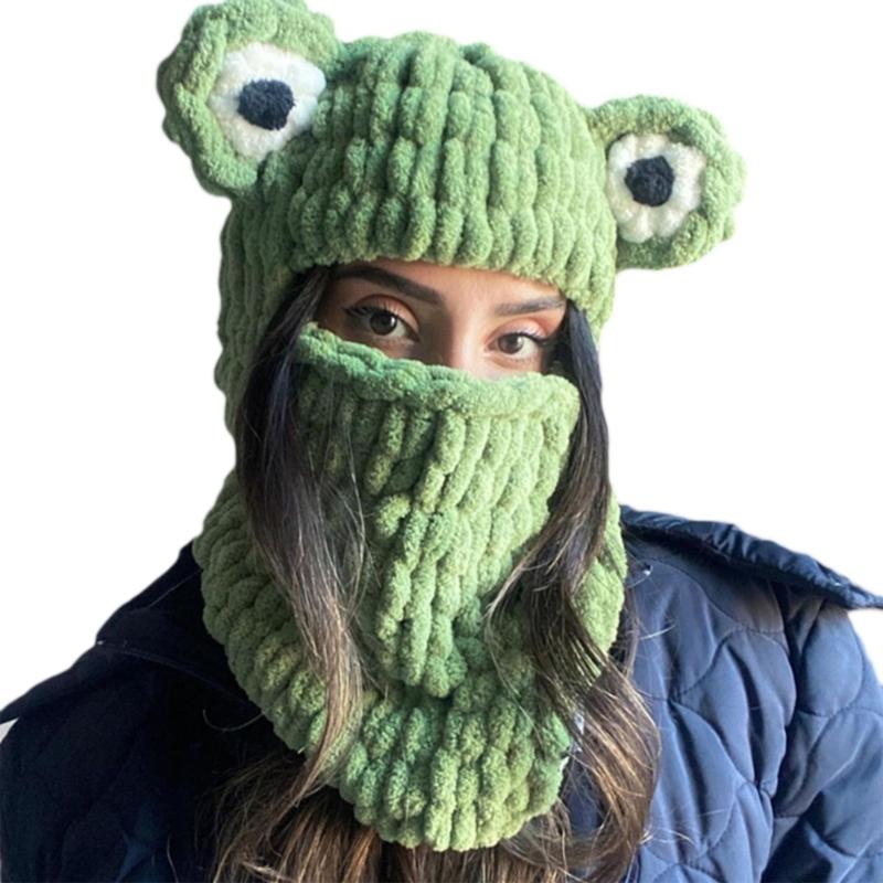Winter Hat Cartoon Knitting Hat Cute Animal Ear Cosplay Hat Outdoor Sport Hat Woolen Caps Windproof Headwear Balaclava