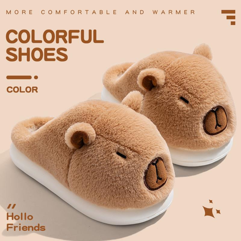 Kapibara new cotton slippers plush couple cute autumn and winter home indoor warm non-slip cotton slippers