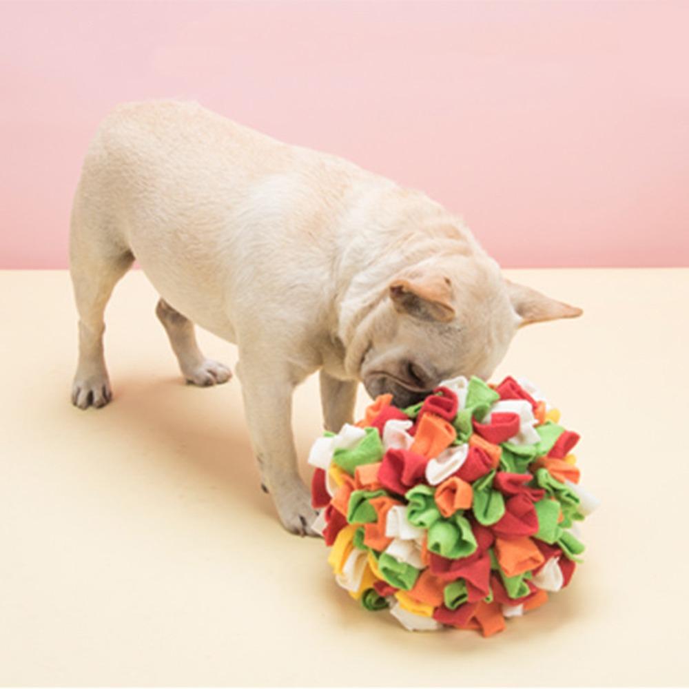 Round Shape Food Hiding Toy Rainbow Color Pet Chew Ball Washable Dog Enrichment Toy Brain Training