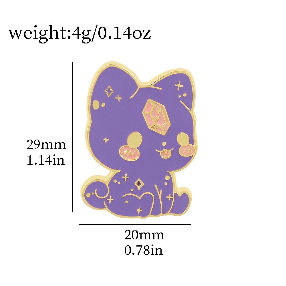 Cat Brooch Kitten Holding Stars Creative Personality Purple Cat Badge Bag